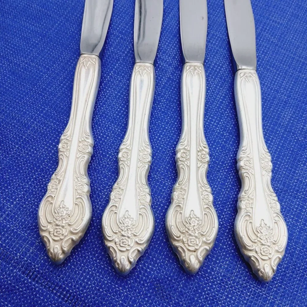 Oneida Community SILVER ARTISTRY Set 4 Dinner Knives Silverplate Flatware VTG